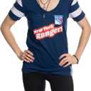 Calhoun NHL Womens Retro Varsity Short Sleeve Cotton V-Neck T-Shirt, Size Large