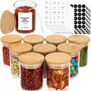 4OZ Glass Spice Jars with Bamboo Lids and 315 Labels, 10 Pcs Clear Food Storage Containers for Kitchen Sugar Salt Coffee Tea Beans