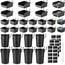 64 Pieces Pegboard Bins Pegboard Cups with Hooks and Loops Peg Hooks Assortment Organizer Accessory for Organizing Accessories Tools Storage Office Workshop Garage Workbench (Black)