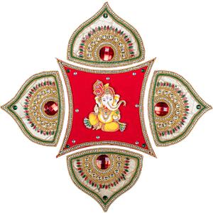 Floor Rangoli Acrylic Handcrafted Indian Traditional Home Dcor for Festival Wedding Party Wall Interior Decoration and Gifting (Ganesh)