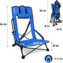 Beach Chairs for Adults Blue 1 Pack | High Back, Low Profile, 22.5'' Wide, Headrest, Breathable Mesh, Portable, Outdoor, Beach, Concert