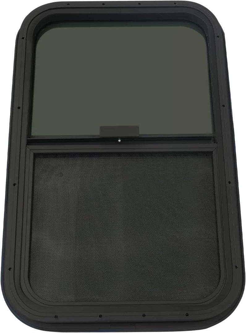 RV Window 24" W x 15" H,Tiny House Horizontal Slider Window For Cargo Trailer,Vintage Technologies RV Windows For Horizontal Sliding Replacement Glass &Trim Set(for 2" walls,Not 1 1/2 " walls) (24x15inch)