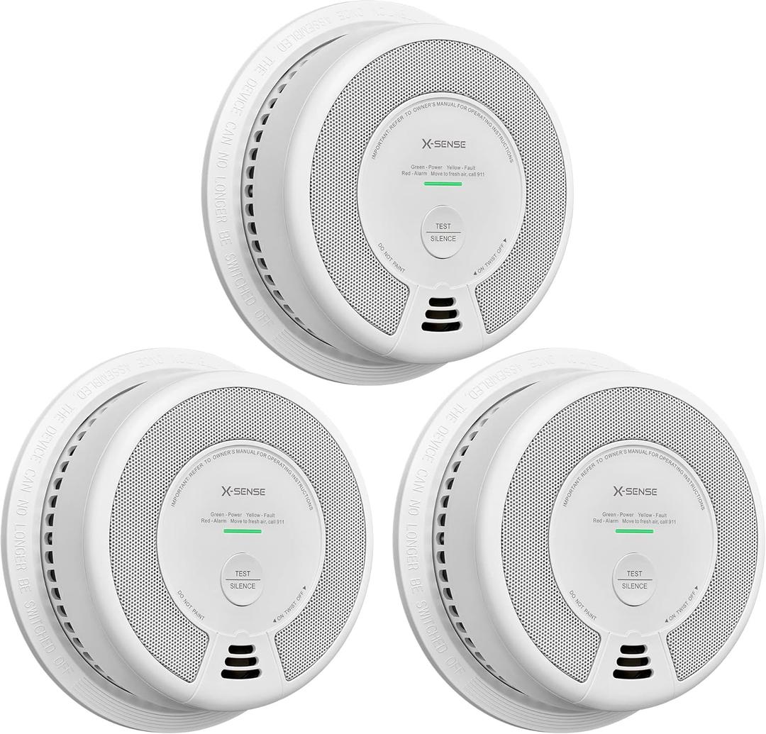 X-Sense 2-in-1 Smoke and Carbon Monoxide Detector Alarm (Not Hardwired), 10-Year Battery-Operated Dual Sensor Fire & CO Alarm, SC06, 3-Pack