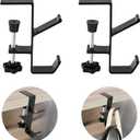 Desk Mount Bag Holder Hook Clamp,On Backpack Hanger Portable Desk Mount Headphones Holder for Reduce Desk Clutter Table Desk Table Hanging Storage(2 Pcs-Double Hook Black)