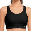 Yvette Front Closure Sports Bras for Women High Support Large Bust Supportive Racerback Sports Bra for Running (Black, XL)