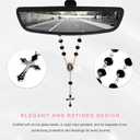 Car Rosary for Rearview Mirror, Personalized Catholic Rosary Auto Interior Blessing Pendant, Virgin Mary & Crucifix Car Charm Mirror Hanging Ornament for Women Men (Black)