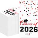 2026 Graduation Disposable Paper Napkins, Guest Dinner Hand Towels for College School Grad Class Congrats Celebration, Cocktail Party Decorations (80, Red & Black)