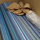 FH Home Outdoor Camping Rug - Waterproof, Fade Resistant, Reversible - Premium Recycled Plastic - Striped - Large Patio, Deck, Sunroom, RV - Havana - Turquoise - 9 x 18 ft Foldable