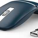 Nidiox Rechargeable Travel Wireless Mouse, Bluetooth and 2.4G Dual Mode, Ergonomic Rotatable Design, 3-Level DPI, Silent Click, Portable for Laptop, PC, Mac (Blue)