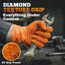 TitanFlex Thor Grip Heavy Duty Industrial Orange Nitrile Gloves with Raised Diamond Texture, 8-mil, Latex Free, Powder Free (Large (Pack of 100))