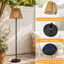 Outdoor Solar Floor Lamp,Waterproof Outdoor Floor Lamps for Patio Cordless Outdoor Rattan Floor Light for Patio, Porch, Garden,E26 Outdoor Standing lamp