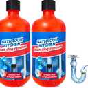 Drain Clog Remover, Drain Clog Dissolver, Opener-Cleaner, Toilet Clog Remover-Professional Strength Liquid Pipe Build Up Remover (2 pcs)