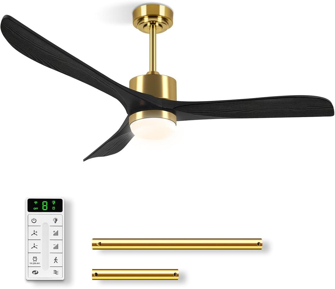 56 Inch Ceiling Fans with Lights, Low Profile Ceiling Fan with Light and Remote Control, Flush Mount, Reversible, 3CCT, Dimmable, Noiseless, Bedroom, Kitchen Bedroom Dining Room Patio