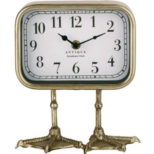 NIKKY HOME Vintage Table Top Clock, Cute Duck Paw Silent Shelf Desk Clock Battery Operated, Home Decor for Living Room, Mantel, Bedroom, Bedside - Gold