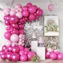 Balloon Arch Kit - Hot Pink, Baby Pink, Metallic Party Helium Balloons Garland With Pastel Light, Dark Magenta, Latex Balloons for Girls Wedding, Baby Shower, Princess Birthday Party Decor