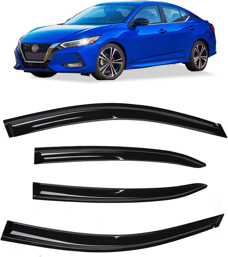 Tape-On Rain Guards Window Visor Compatible with 2020-2023 N-issan sentra Window Vent Deflector Visors 4 Pcs