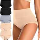 Asbestt Womens Underwear Full Coverage Panties for Ladies Soft Breathable Cotton Briefs High Waisted Hipster. 5 pair, size m/l