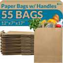 Reli. Paper Grocery Bags with Handles | 55 Pcs Bulk | 12"x7"x17" | Kraft Brown Paper Bags, Large | Use for Grocery, Take-Out, Restaurant, Retail, Shopping