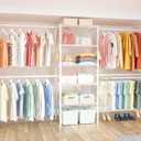 Ulif M2 Closet Organizer System, 5.9 Feet Height Mounted to the Wall Garment Rack with 4 Expandable Hanger Rods, 5 Shelves in 23.6" L x 14.5" W, Suit Total Space from 5.8-8.8 ft, White