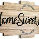 Jetec Home Sweet Home Sign, Rustic Wood Room Wall Decor, Farmhouse Plaque Wall Hanging Wooden Sign for Bedroom, Living Room, Wedding Decor(Wood Color)