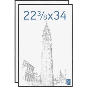 MCS Original Poster Frame 22.375x34 Black Lightweight Vertical & Horizontal Wall Hanging Large Picture Frame for Posters, Art Prints & Gallery Wall (2-Pack)