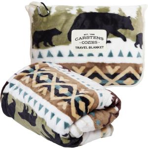 CARSTENS, INC. Travel Blanket, Premium Compact 2-in-1 Airplane Blanket/Pillow, Hidden Lake