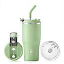 IDEUS Insulated Tumbler with Lid and Straw 18 oz, Stainless Steel Double-Wall Vacuum Leak-Proof Travel Coffee Mug, Cup Holder Friendly, Avocado Green