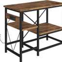 40-50 Gallon Fish Tank Stand with Power Outlet & Adjustable Shelves, 36x19 Metal Aquarium Stand for Reptile Tanks, 3-Tier Storage Rack, 660LBS Heavy Duty Capacity, Rustic Brown