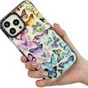 LOLAGIGI for iPhone 14 Pro Case Cute Color Butterfly Girly Aesthetic Personalized Design for Women Girls Teens Soft Transparent TPU Case, 6.1"