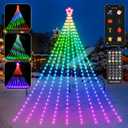 16.4FT Outdoor Christmas Decorations, Smart RGB Color Changing Christmas Hanging Waterfall String Lights, APP Remote Control, DIY Multi-Color Lightshow, Music Sync, Outside Xmas Lights Decor