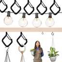 30 Pcs Outdoor Hooks for String Lights,Screw Hooks for Hanging Plants,Ceiling Hooks with Safety Buckle,Square Hanger for Wind Chimes,Bird Feeder,Lanterns,Christmas Decorations (Black)