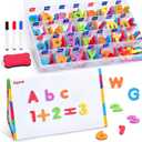 JoyCat Classroom Magnetic Letters Kit 248 Pcs with Double-Side 3D Foldable Magnetic Board - Foam Alphabet Letters&Numbers for Kids Spelling and Learning, Letter Board Tabletop Easel
