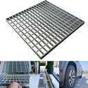 Galvanized Steel Drain Grate, 12 * 12in Outdoor Drain Cover,Heavy Duty B125 Class Channel Grate,Rust-Proof Metal Sewer Grate,Silver Square Drainage Grate for Garage,Sewer,Dowmspout,Driveway,Yard.