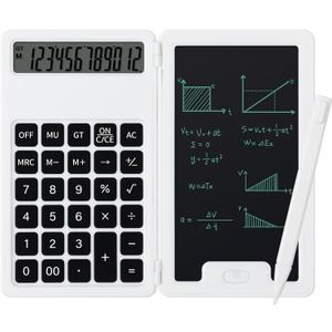 Desk Portable Basic Calculator, Small Mini Calculators with Writing Notepad and Stylus, More Lightweight and Portable, 12Digit Large Display Multi-Function for Office, School, Home & Financial (White)