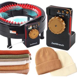 [2025 Upgrade] ZestWrench Electric Knitting Machine Adapter for addi Express King Size Knitting Machine 46 Needles, addi Knitting Machine Automatic Accessories, LCD Panel & Row Counter