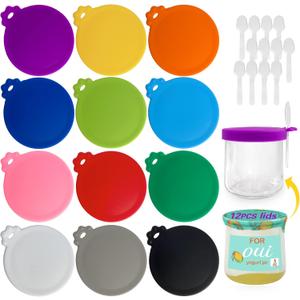 Oui Yogurt Jar Lids Silicone - 12 pack Oui Lids for Yoplait Yogurt Container for la fermiere yogurt jar lids silicone, Sealed against leaks Silicone lids for oui yogurt jars in 12 colors