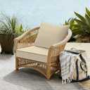 DYTXIII Outdoor Deep Seat Cushion Set, Water Repellent 22"x22" Patio Thick Cushions Replacement with Seat & Back Pillow for Patio Sofa, Wicker Chair, Couch - Stripe Beige, 22"x22"x4"