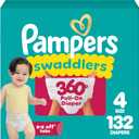 Pampers Diapers - Swaddlers 360 - Size 4, 132 Count, up to 100% Leakproof Comfy Dry Fit, Designed for Easy Changes, Pull On Baby Diaper 
