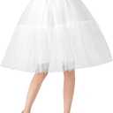 Tutu for Women Adults 5 Layered Puffy Tulle Skirt Elastic Waist Knee Length Petticoat for Womens Ladies White (One Size)