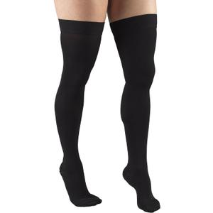 Truform 20-30 mmHg Compression Stockings for Men and Women, Thigh High Length, Dot Top, Closed Toe, Black, X-Large (X-Large (1 Pair))