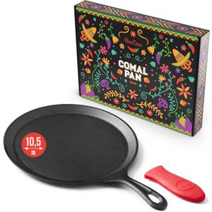 Uno Casa Cast Iron Comal Pan 10.5 Inch - Skillet for Roti/Comal Pan, Tawa/Dosa Pan Pataconera, Comales para Tortillas - Comal Para Tortillas Grande - Cast Iron Griddle