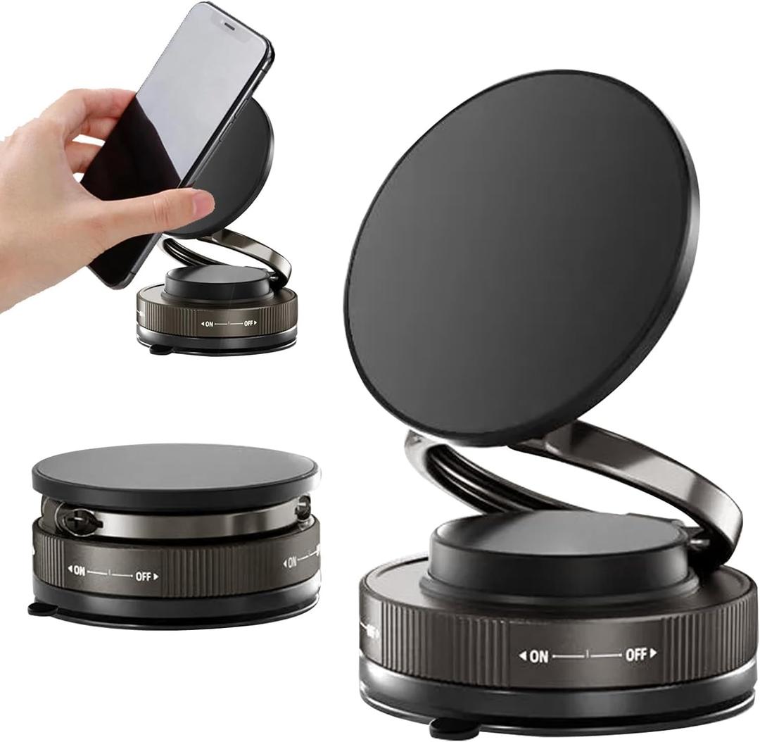 Faatchoi Vacuum Magnetic Phone Holder - 360 Adjustable Magsafe Car Mount, Foldable Car Phone Holder with Strong Suction Cup Mount, Universal Fit for All Smartphones.
