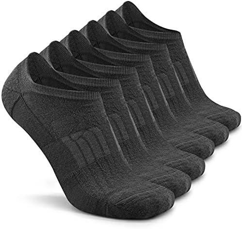 Women's Wool Running Cycling Sock Size 9-11 Summer, Busy Socks Moisture Control Sports Athletic Ankle Low Cut No-Show Short Sneaker Socks, 6 Pairs, Medium, Dark Grey