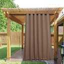 NICETOWN 2 Panels Outdoor Curtains for Patio Waterproof & Windproof, Thermal Insulated Top & Bottom Grommet & Back Tab Light Block Outdoor Drapes with Bouns Rope for Fixed, Tan, W84 by L95 
