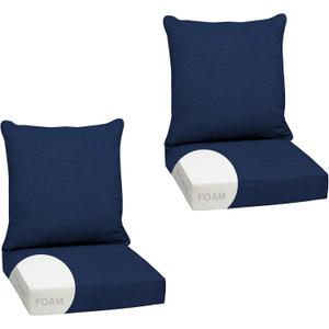 Arden Outdoor Deep Seat Cushion Set, Foam, 2-Pack, 24x24, Sapphire Blue