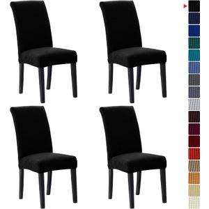 Howhic Stretch Chair Covers for Dining Room Set of 4, Removable Washable Dining Room Chair Covers, Dining Chair Slipcovers Seat Protector, Great for Home Upholstery and Banquet (Black, 4 Pack) (4 pack, Black)