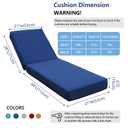 UFavo Home Outdoor Chaise Lounge Cushion 72"x21"x6", Waterproof 6" Extra Thickness Lounge Cushion with Removable Cover, Patio Lounge Chair Cushions Set of 2 for Outdoor Furniture, Navy Blue