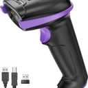 Tera Barcode Scanner Wireless Versatile 2-in-1 (2.4Ghz Wireless + USB 2.0 Wired) with Battery Level Indicator, 328 Feet Transmission Distance Rechargeable 1D Laser Bar Code Reader Handheld 5100 Purple