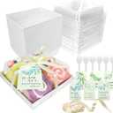 50 PCS Charcuterie Boxes with Clear Lids, 5.3 * 5 * 2.5 Inches Paper Bakery Box To Go Food Containers for Desserts, Sandwich, Cookies, Cake Slice, Strawberries