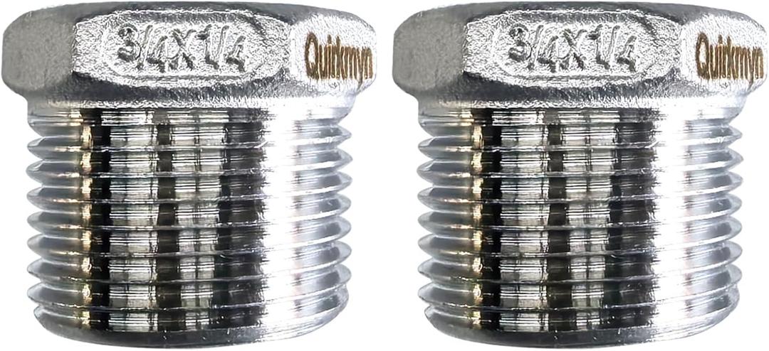 2 Pcs Stainless Steel Bushing 3/4" Male to 1/4" Female, 3/4" to 1/4" NPT Adapter Hex Reducing Pipe Adapter Fitting Stainless Steel Fitting Pipe Hose Tube Adapter Convert